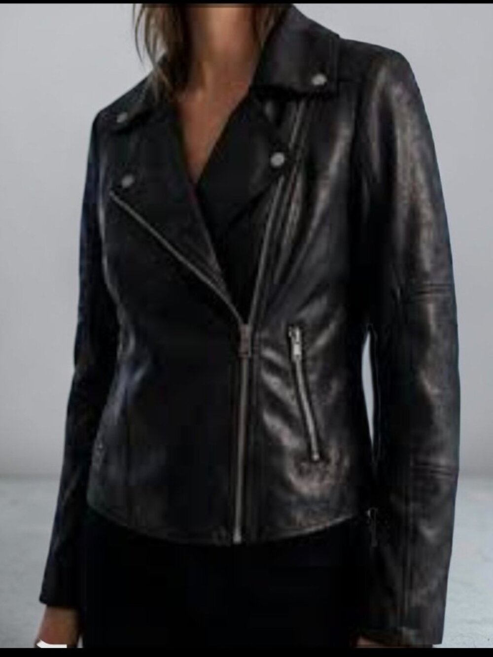 NWT EVEREVE (MED) MARREN Moto/Biker Black Faux Leather Zip & Snap Detail Jacket